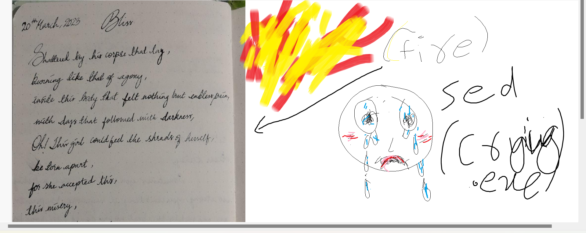 Bliss poem and drawing