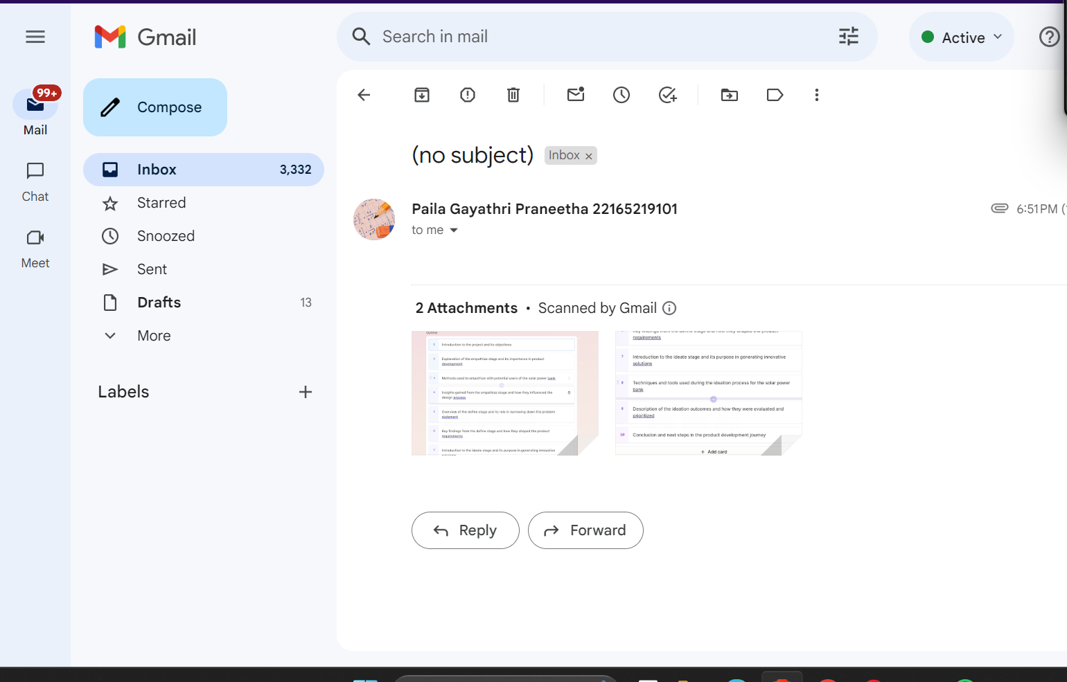 Email with attachments